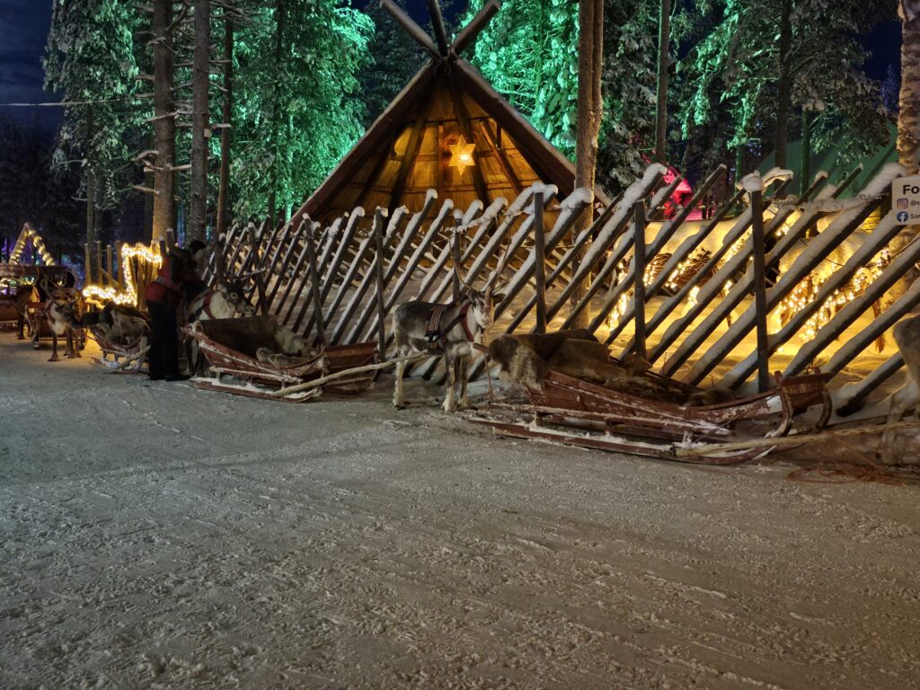 Reindeer sleigh ride in Santa Claus Village